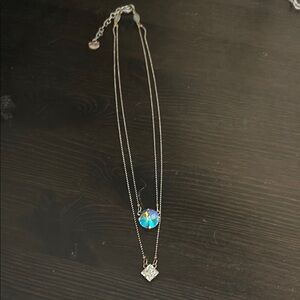 Sabika W-15 Double Layer Necklace with multi color crystal Pendant